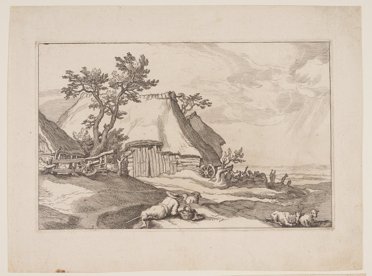 Plate 3, from Landscapes with Farmhouses by Boetius Adams Bolswert