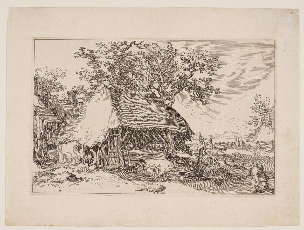 Plate 7, from Landscapes with Farmhouses by Boetius Adams Bolswert