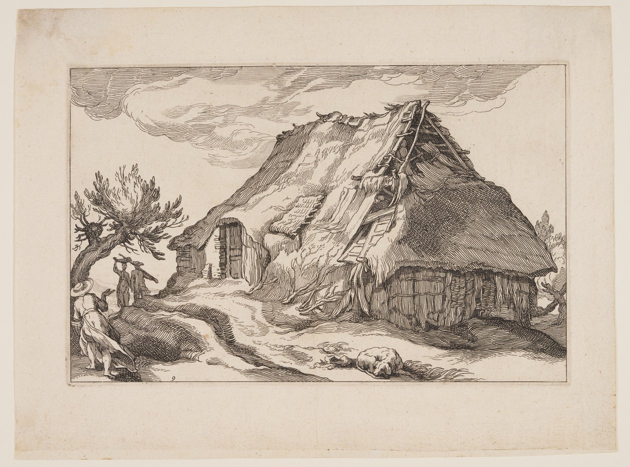 Plate 9, from Landscapes with Farmhouses by Boetius Adams Bolswert