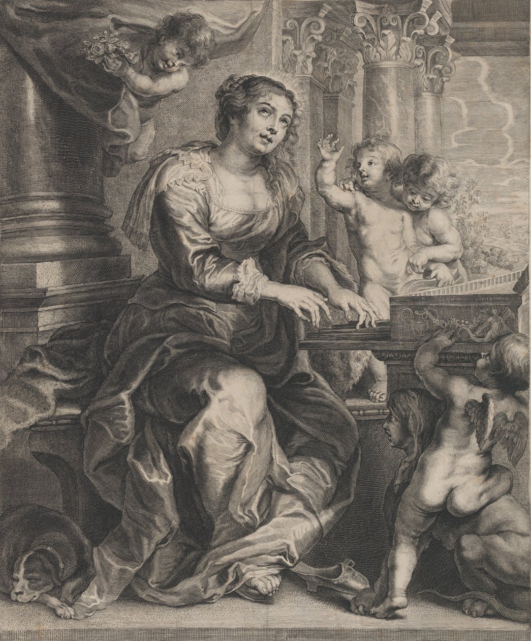 Saint Cecilia playing the organ surrounded by putti, ca. 1640-59 by Boetius Adams Bolswert