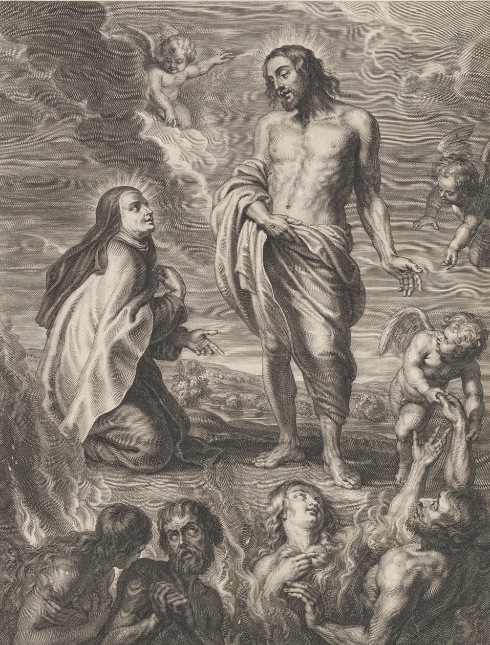 Saint Teresa of Avila Interceding for Bernardino de Mendoza, ca. 1640-59 by Boetius Adams Bolswert