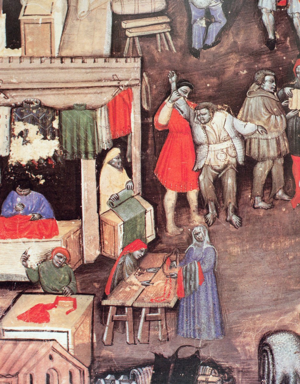 Cloth merchants in a market (Statuto delle Corporazione dei Mercanti) by Bolognese School