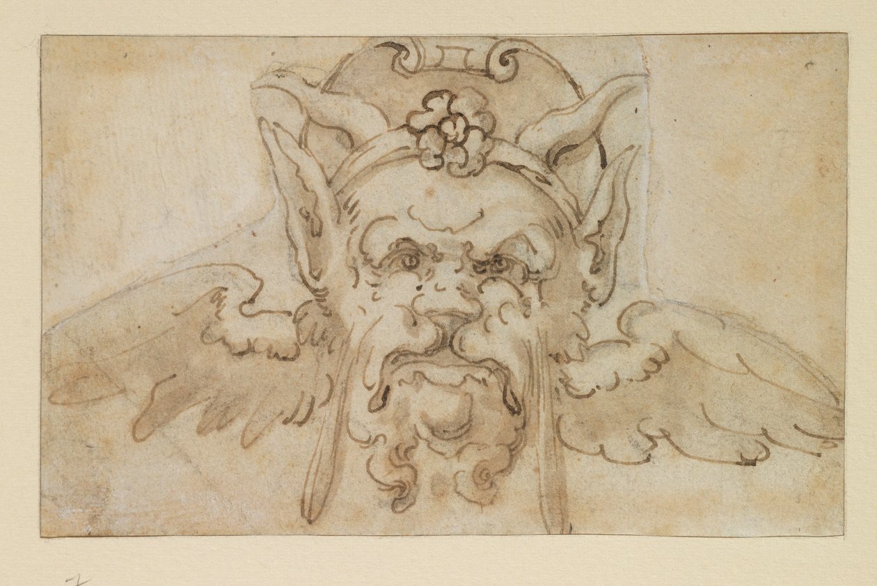Grotesque mask, 17th century by Bolognese School