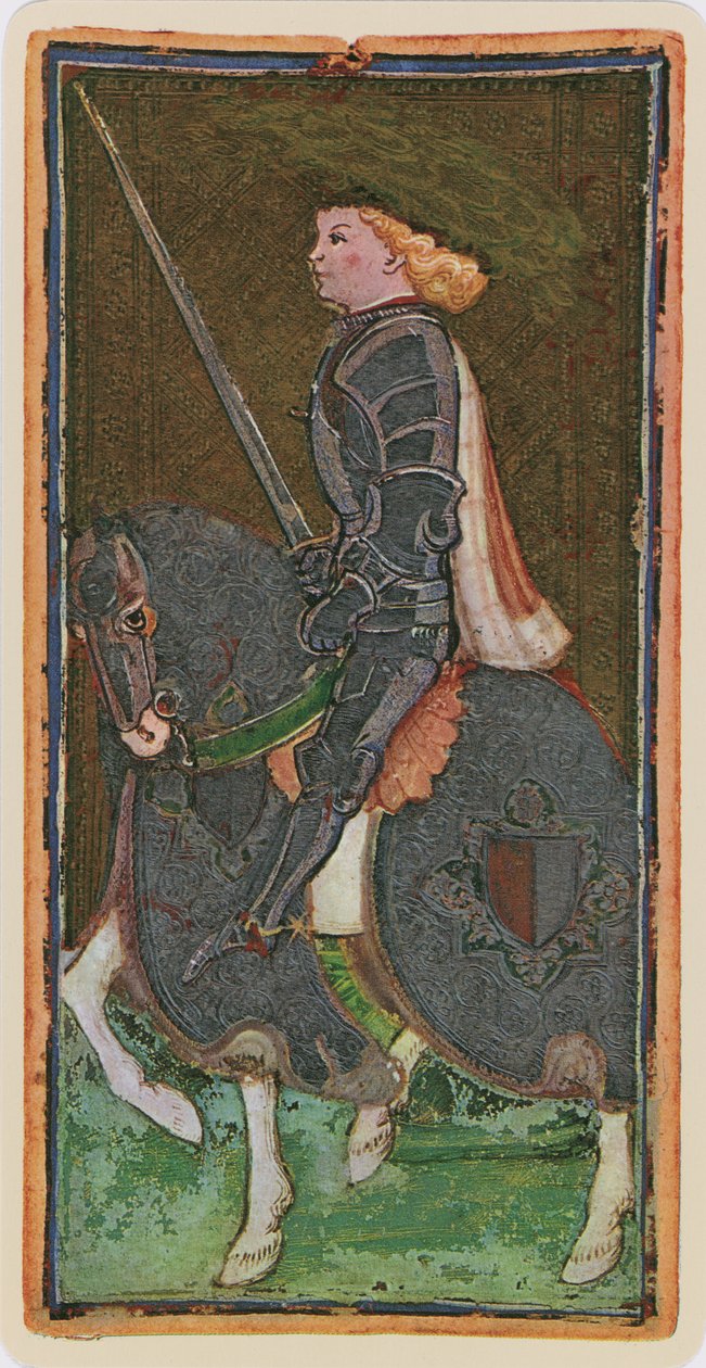 The Knight of Swords, facsimile of a tarot card from the 