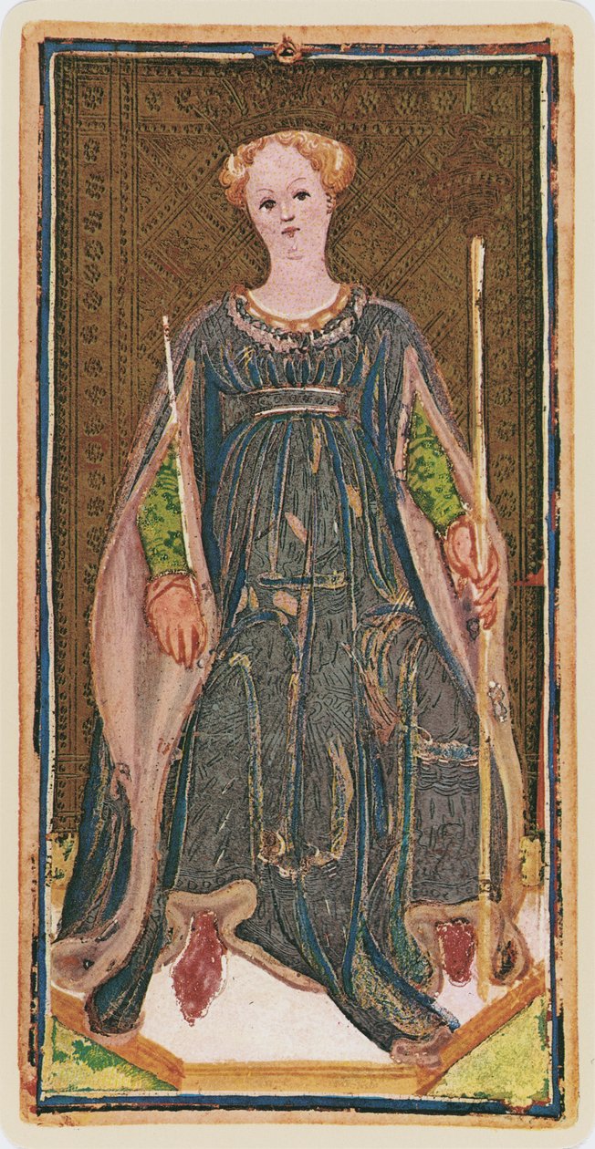 The Queen of Wands, facsimile of a tarot card from the 
