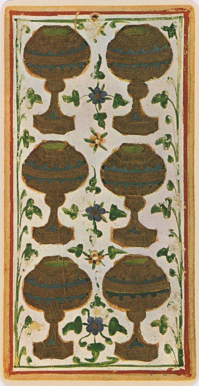 The Six of Cups (facsimile of a tarot card from the 