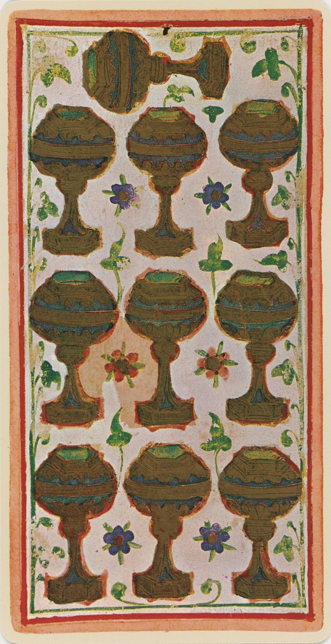 The Ten of Cups, facsimile of a tarot card from the 
