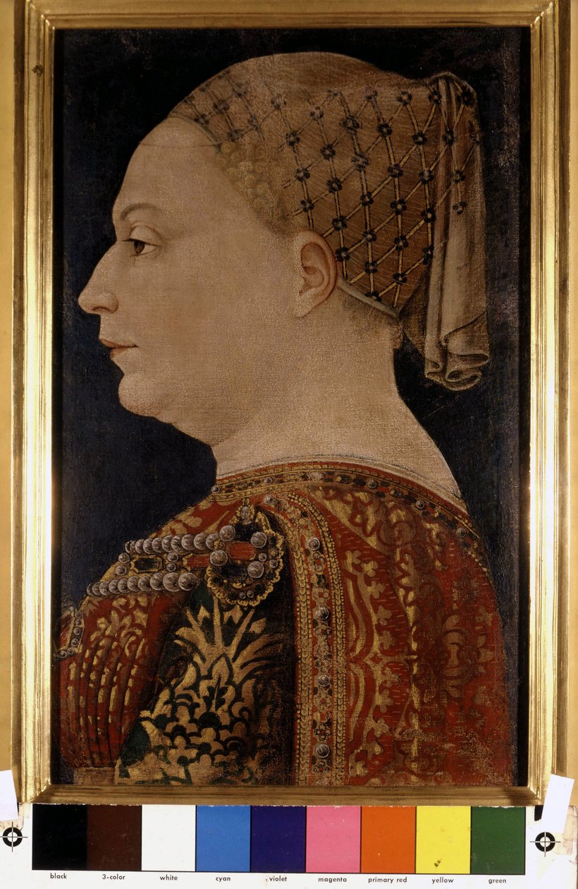Portrait of Bianca Maria Visconti, wife of Francesco Sforza by Bonofacio Bembo by Bonifacio Bembo