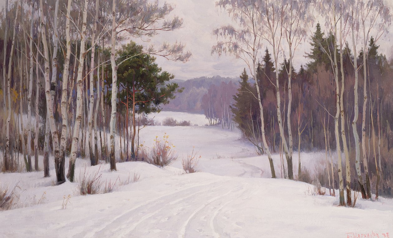 Woodland Trail in Winter by Boris Walentinowitsch Scherkow