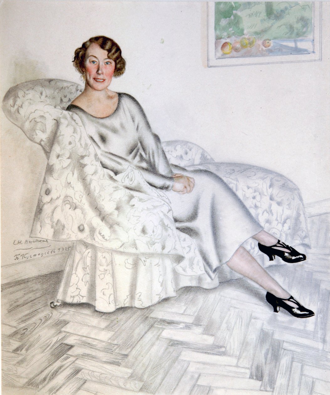 Lady in Interior by Boris Mikhailovich Kustodiev