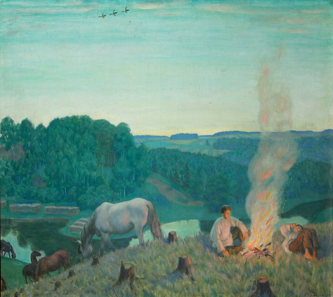 Campfire by Boris Mikhailovich Kustodiev