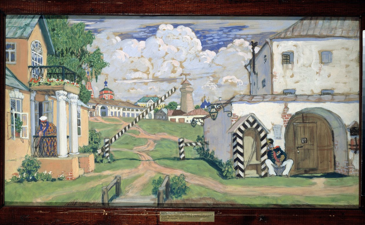 Stage Design for the Theatre Play The Fiery Heart by Alexander Ostrovsky by Boris Mikhailovich Kustodiev