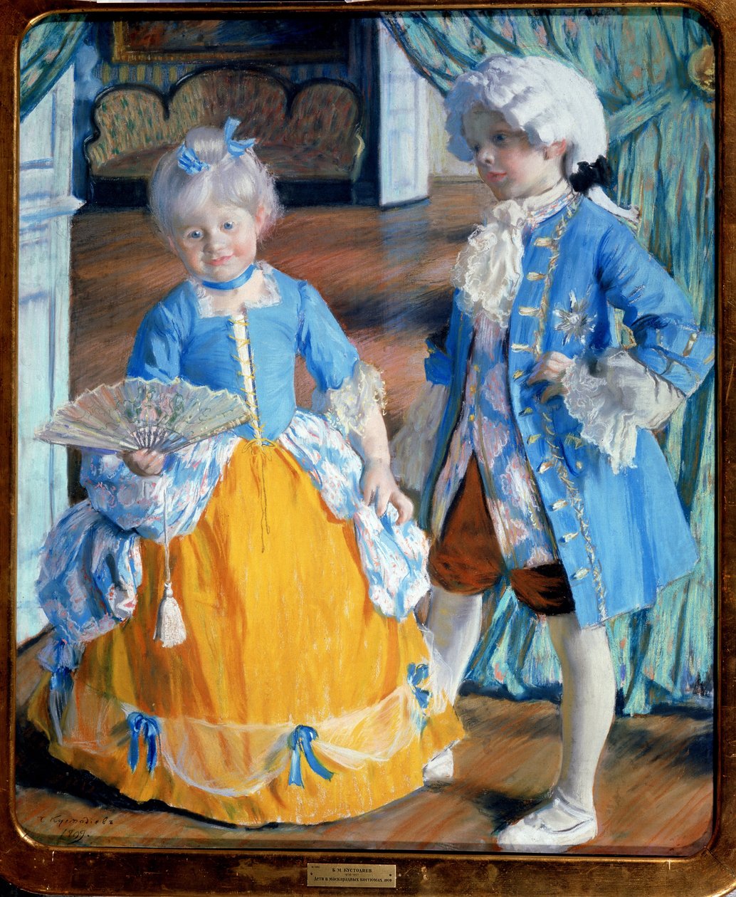 Children in Rococo Dress by Boris Mikhailovich Kustodiev