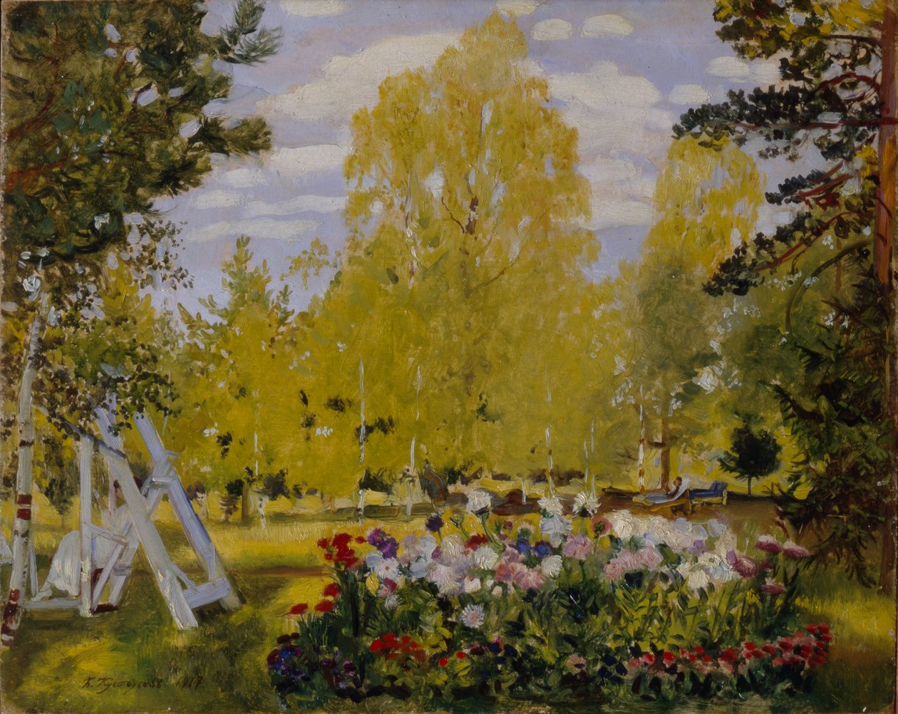 Landscape with a Flower Bed by Boris Mikhailovich Kustodiev