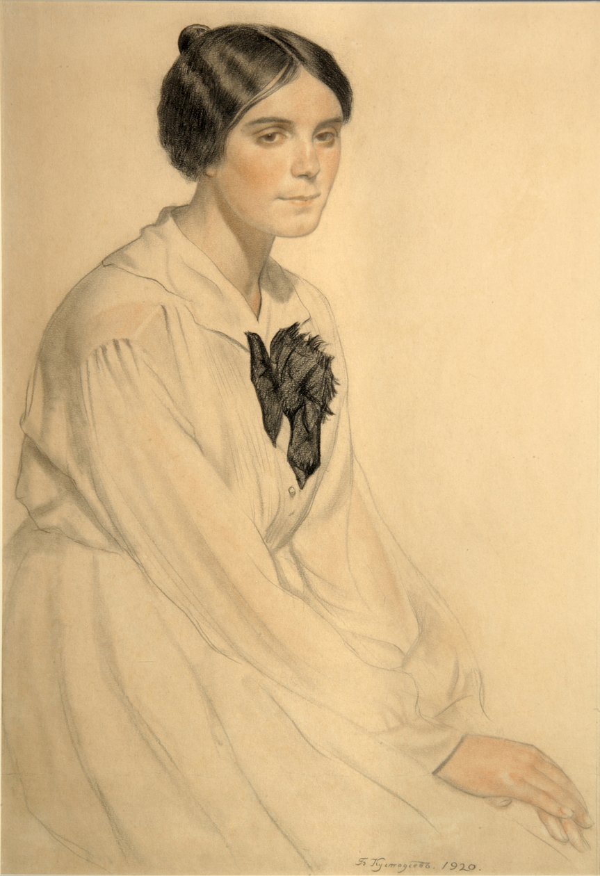 Portrait of Ksenia Nikolayevna Semenova Skalova by Boris Mikhailovich Kustodiev