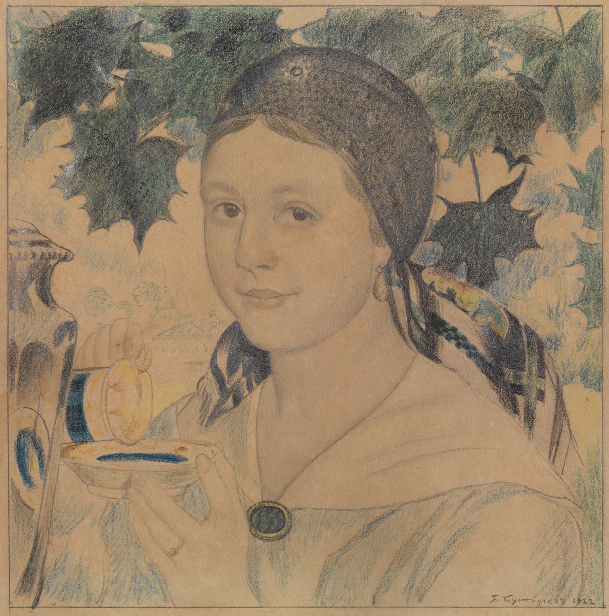 Portrait of Maria Shostakovich, 1922 by Boris Mikhailovich Kustodiev