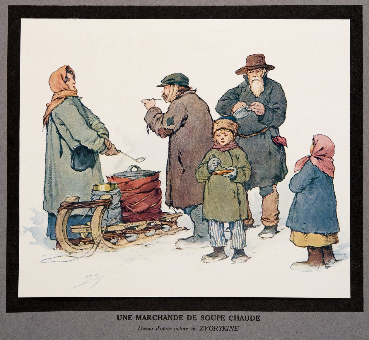 A Hot Soup Seller, from Histoire des Soviets, pub. 1922 by Boris Vasilievich Zvorykin