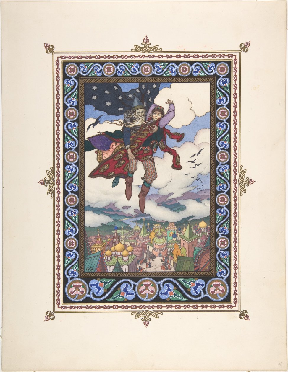 Illustration for the Fairy tale Marya Morevna by Boris Vasilievich Zvorykin