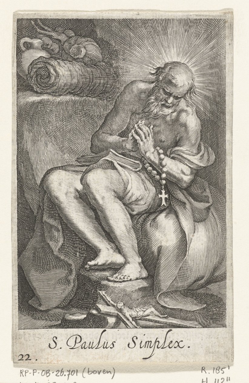 Saint Paul of Egypt as a Hermit (series: Hermits, Sacra eremvs ascetarvm) by Boëtius Adamsz. Bolswert