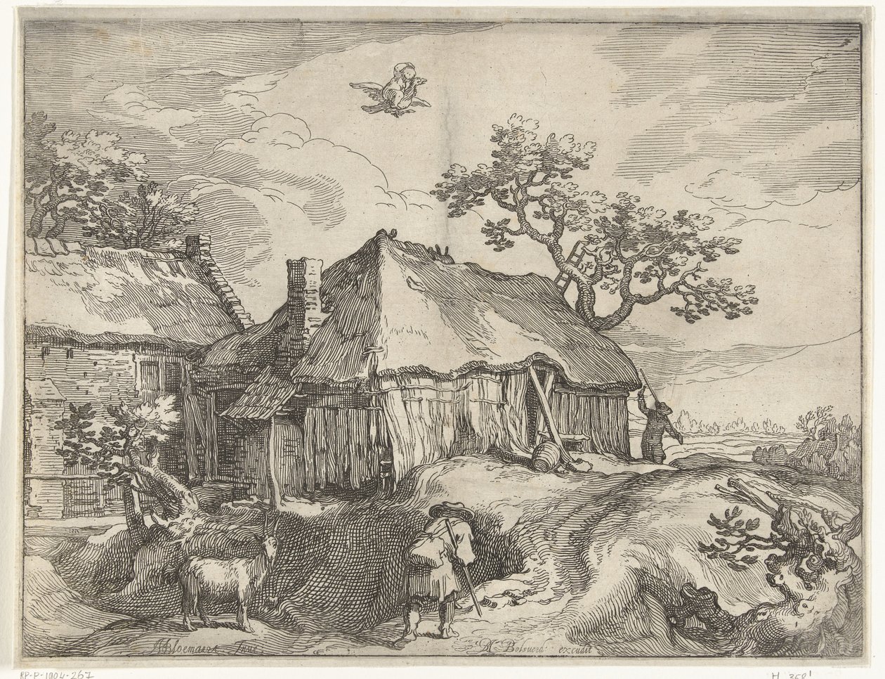 Landscape with Farm and Abduction of Ganymede (Views of the Countryside) by Boëtius Adamsz. Bolswert