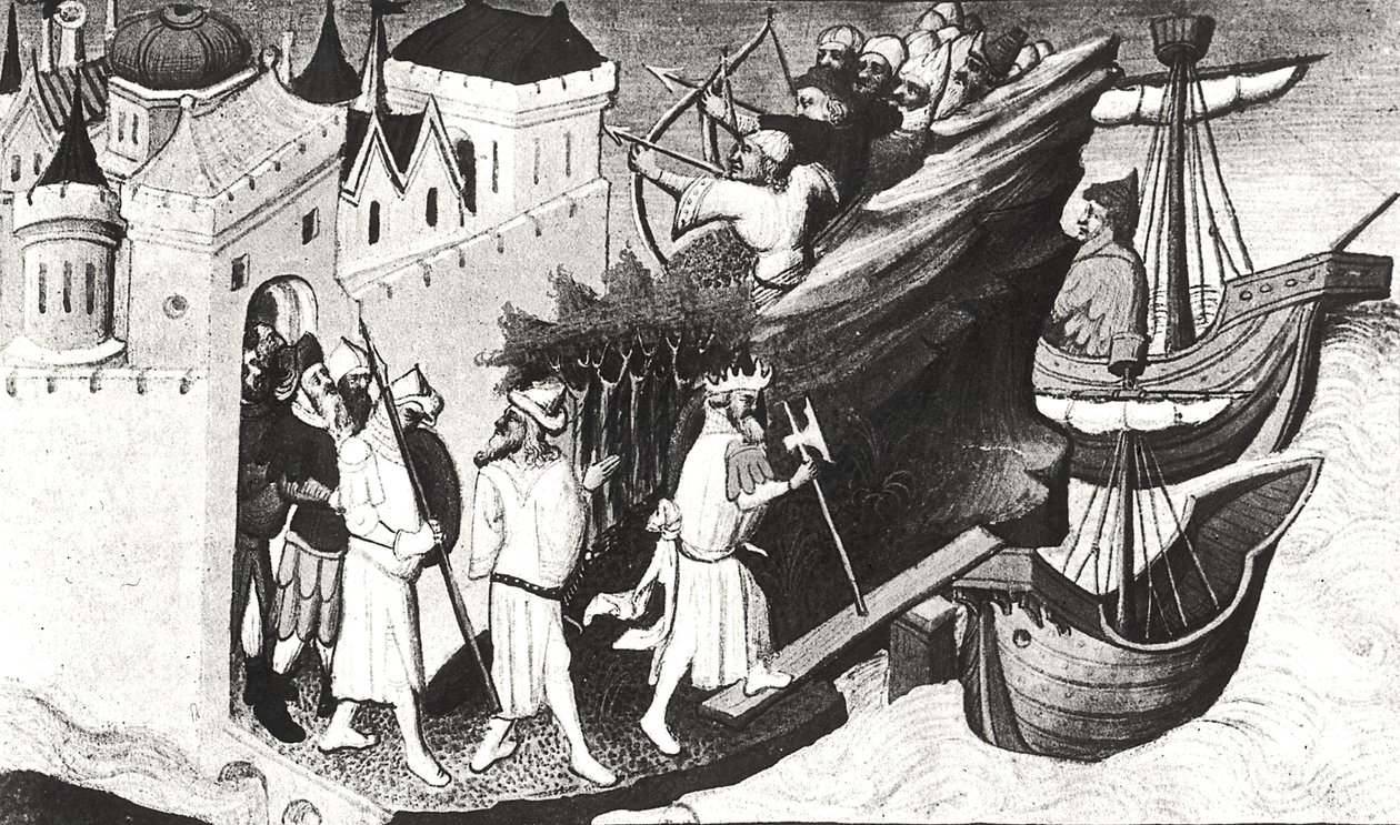 The Great Khans soldiers take the island of Sypangu, from the Livre des Merveilles du Monde by Boucicaut Master