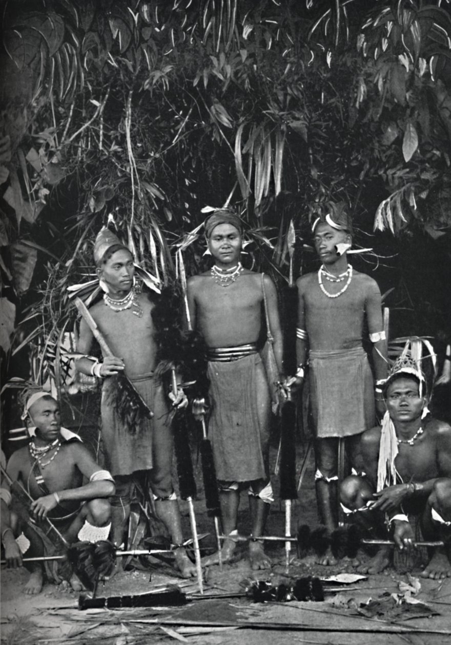 Angami Nagas in full dress, 1902 by Bourne and Shepherd