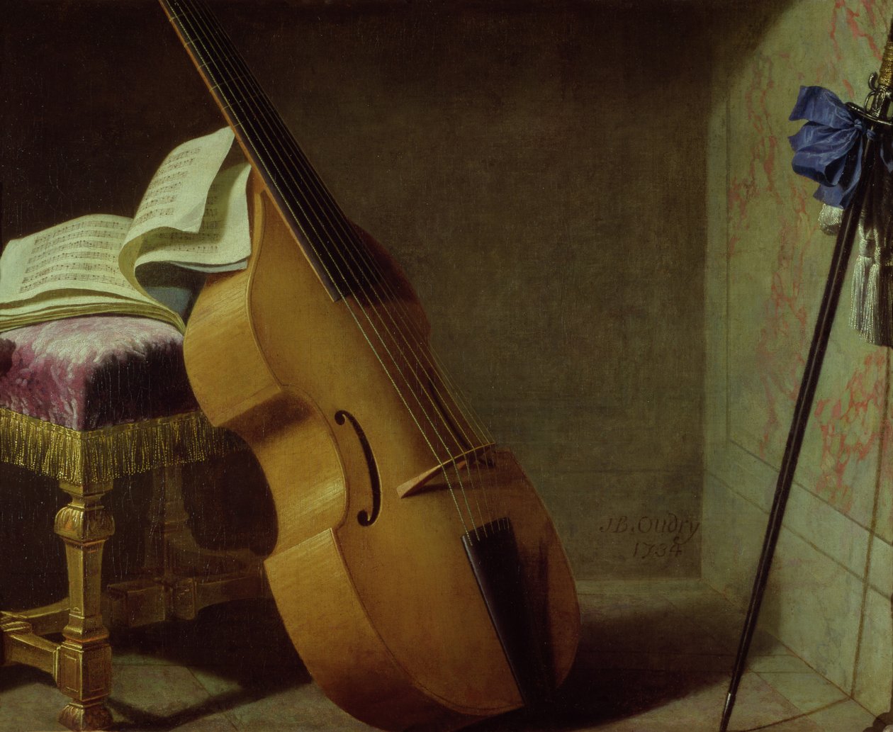 Bass Viol, Score Sheet and a Sword, 1693 by Boyer
