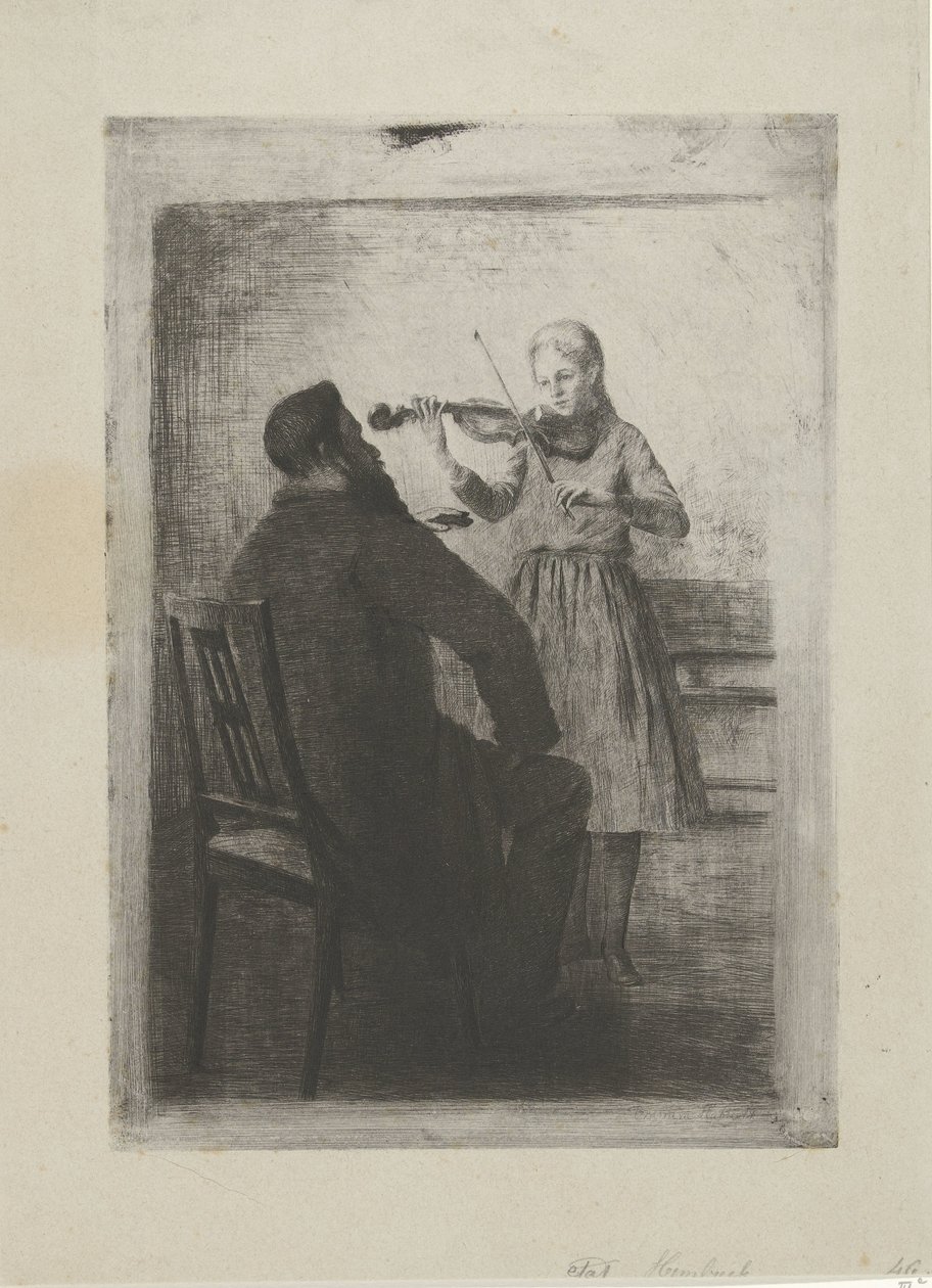Girl Playing Violin and a Man by Bramine Hubrecht