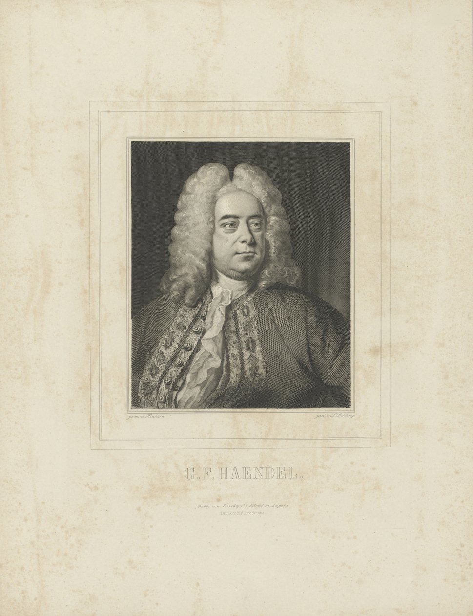 Portrait of the composer Georg Friedrich Haendel by Breitkopf and Härtel