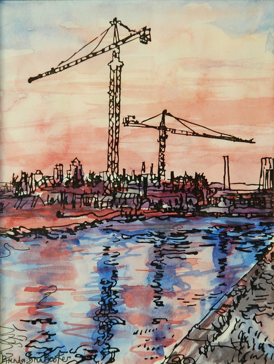 Canal Evening with Cranes by Brenda Brin Booker