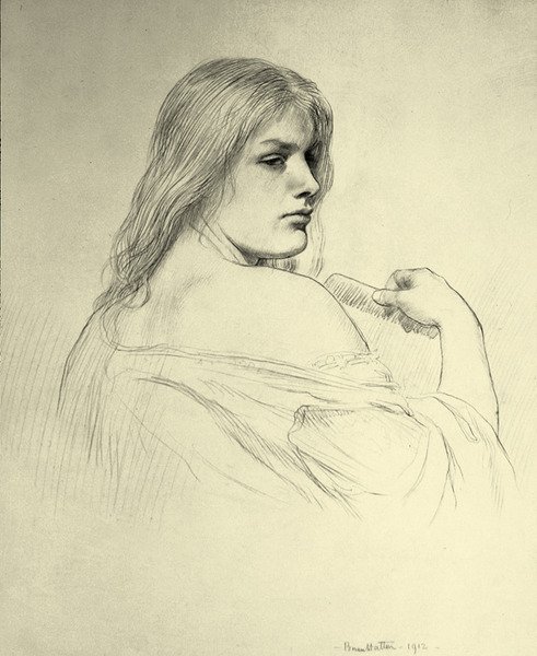 Young Woman Combing Her Hair - A Study of Beatrice Stewart by Brian Hatton