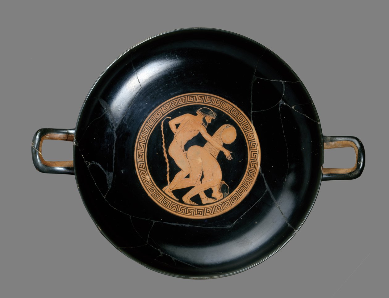 Red-figure kylix depicting a man and woman making love by Briseis Painter