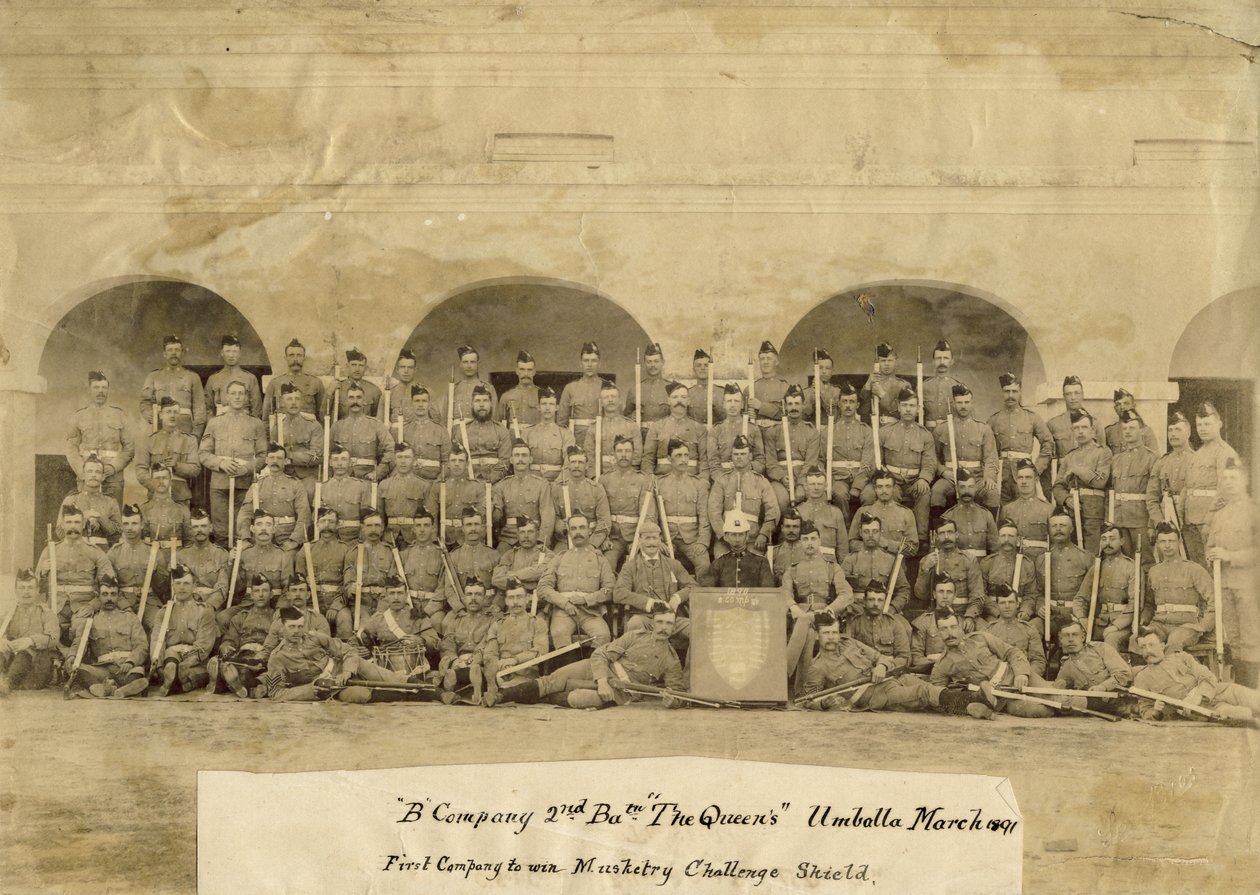 B Company 2nd Battalion The Queens, Umballa, 1891 by British Photographer