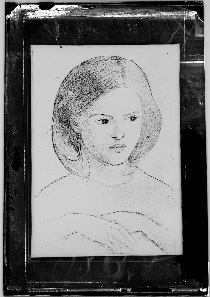 Glass Plate Negative of "Head of a Girl" by British Photographer