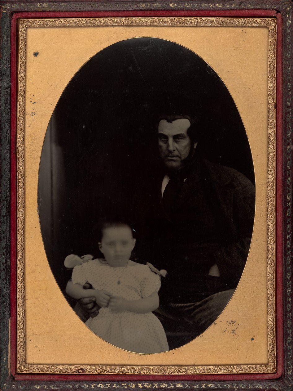 Portrait of a Father and Daughter, 1860s by British Photographer