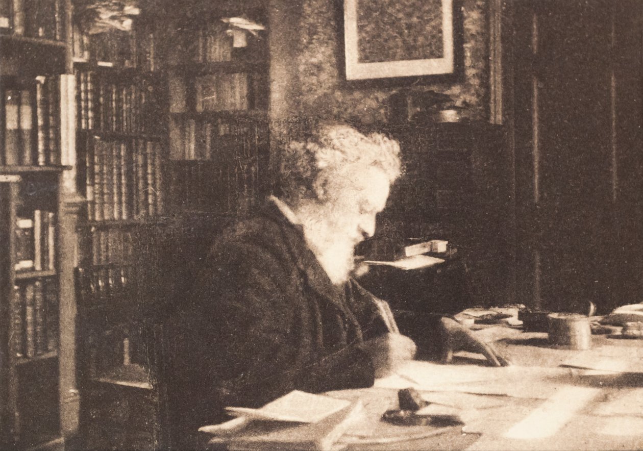 William Morris in his library at Kelmscott House, Hammersmith by British Photographer