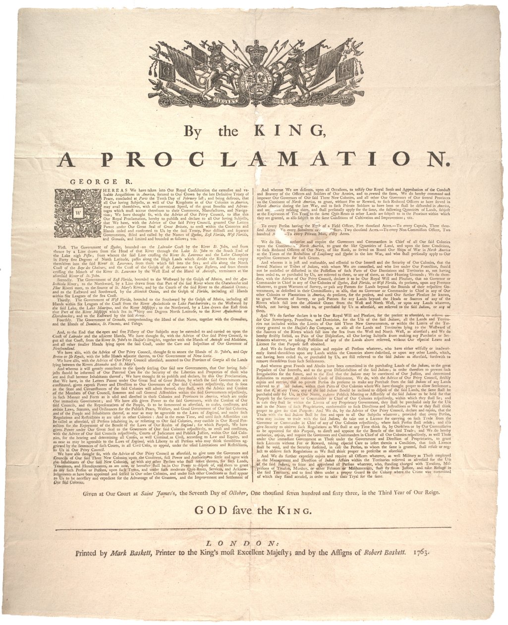 A Proclamation, 1763 by British School