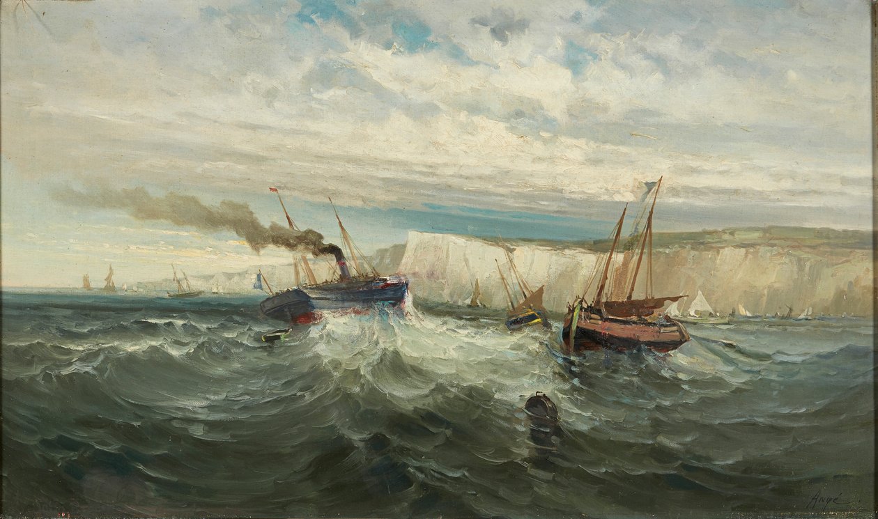 Breaking Waves at the White Cliffs of Dover by British School
