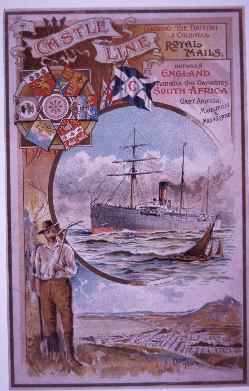 Castle Line Booklet with List of Passengers of Tantallon Castle Sailing from Cape Town to London in 1898 by British School