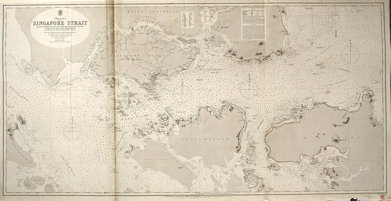 China Sea Singapore Strait by Staff Commander JW Reed Navg Lieuts TH Tizard... Assisted by the Officers of HMS Rifleman 1865-69 by British School