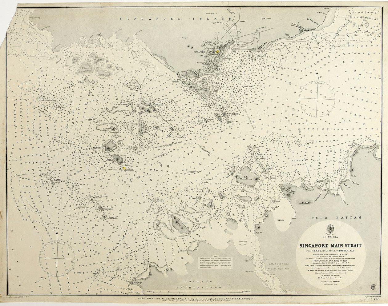 China Sea Singapore Main Strait From Tree I (pulo Angup) to Battam Bay Surveyed by Staff Commander J.W. Reed, R.N. and the officers of H.M.S. Rifleman by British School