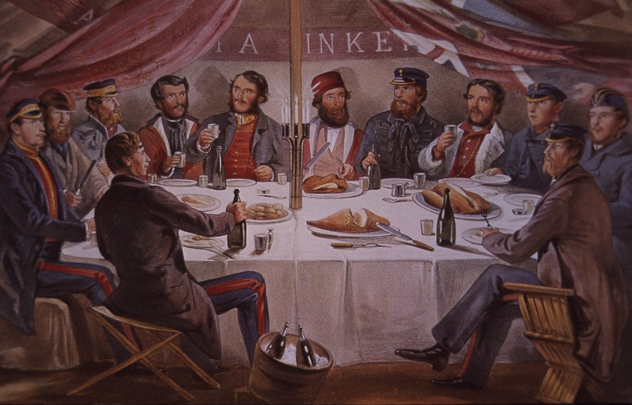 Christmas dinner during Crimean War, British and allied officers before Sebastopol by British School