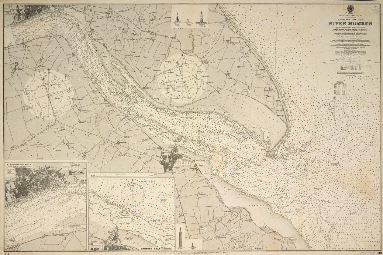 England, East coast, entrance to the River Humber surveyed by Captain G.E. Richards HM surveying ship 
