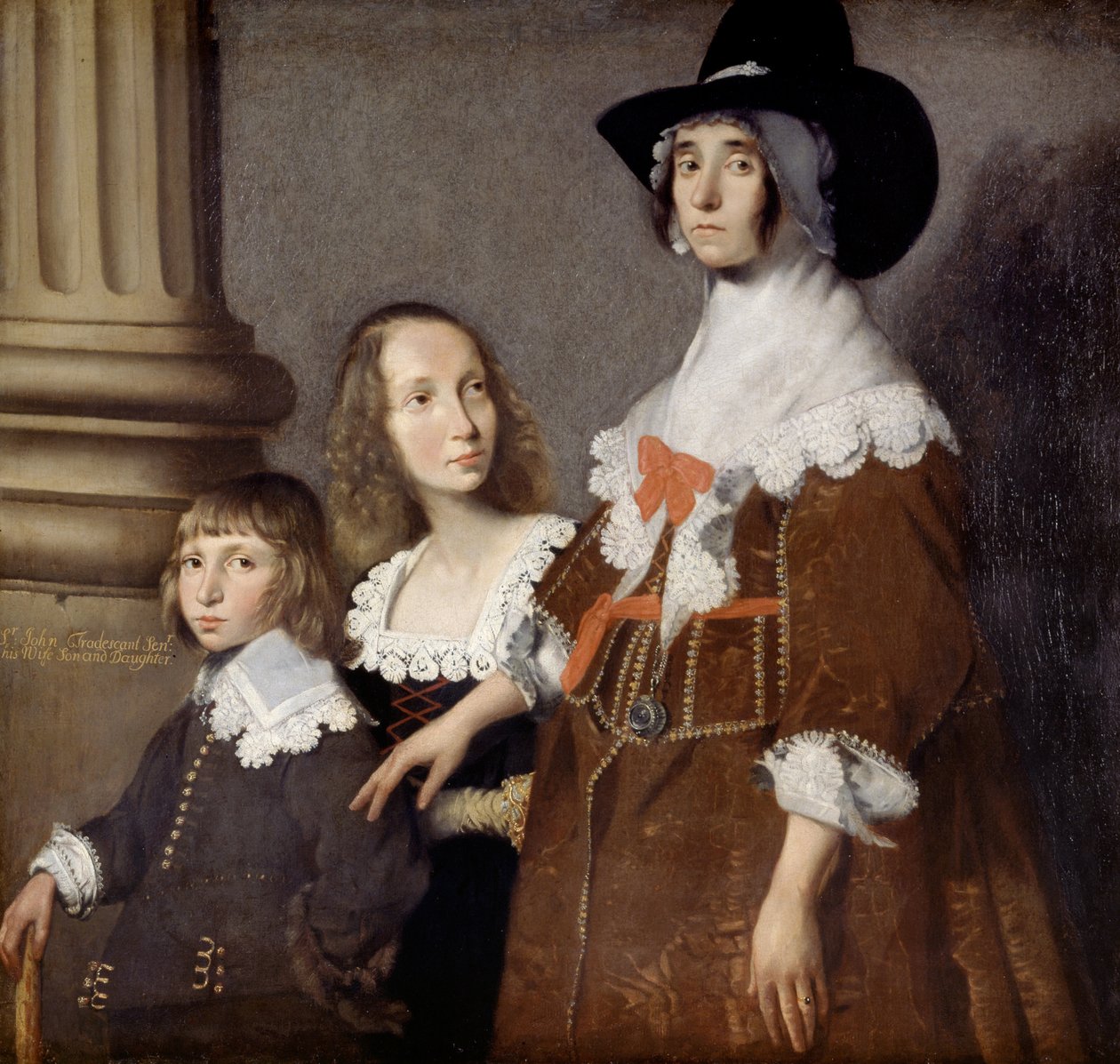 Hester Tradescant and her Stepchildren, John and Frances, c. 1644 by British School