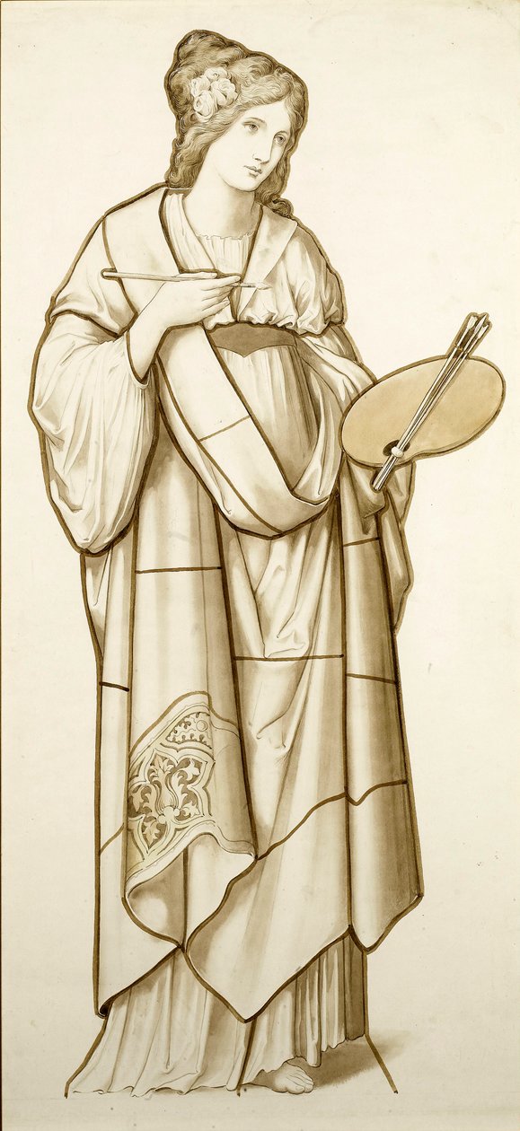Muse of Painting (Cartoon for Stained Glass, c.1890) by British School
