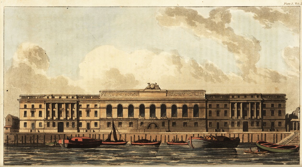 The New Custom House on the River Thames, London by British School