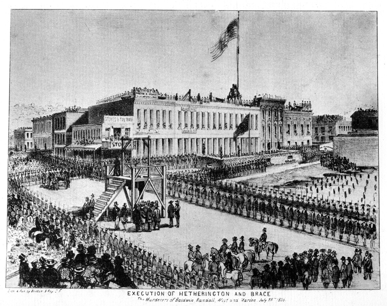 The Execution of Hetherington and Brace, Fort Vigilance, Sacramento, California by Britton and Rey