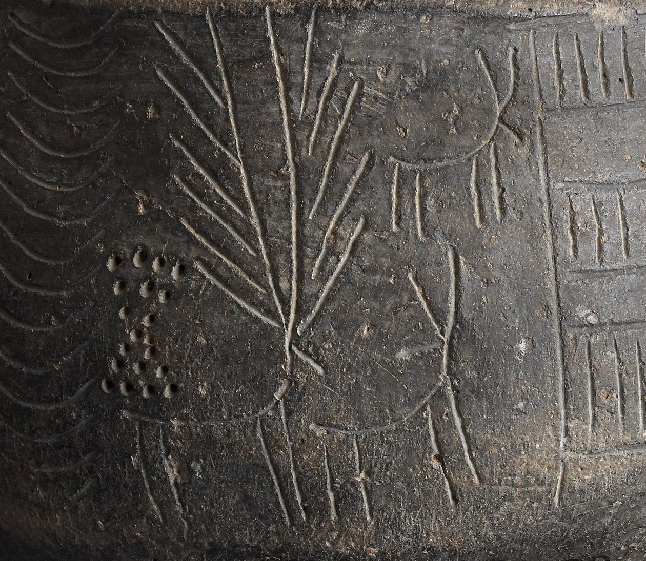 Bowl with Incised Decoration Depicting Stags (detail) by Bronze Age