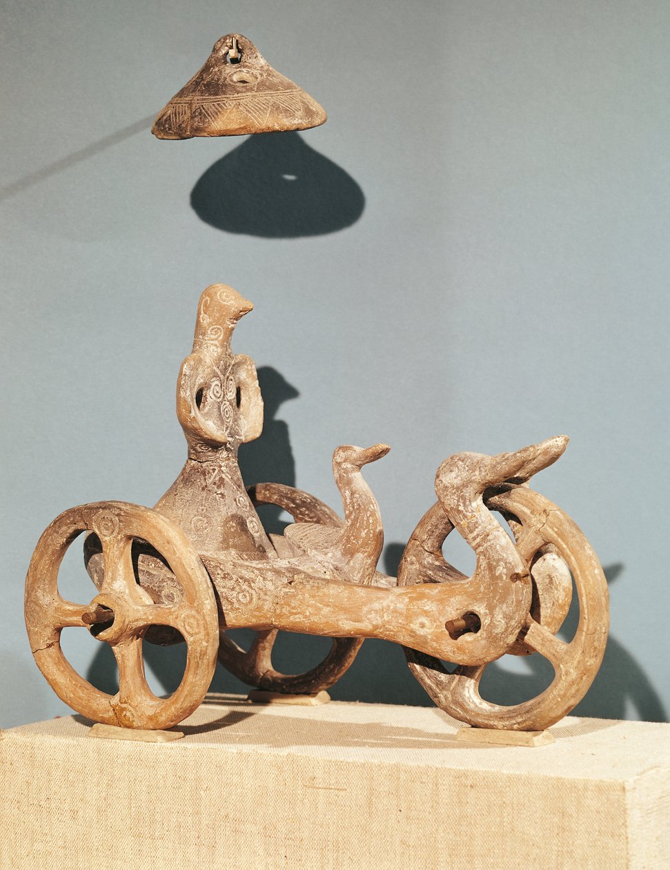 Votive chariot with an anthropomorphic divinity, from Dupljaja by Bronze Age