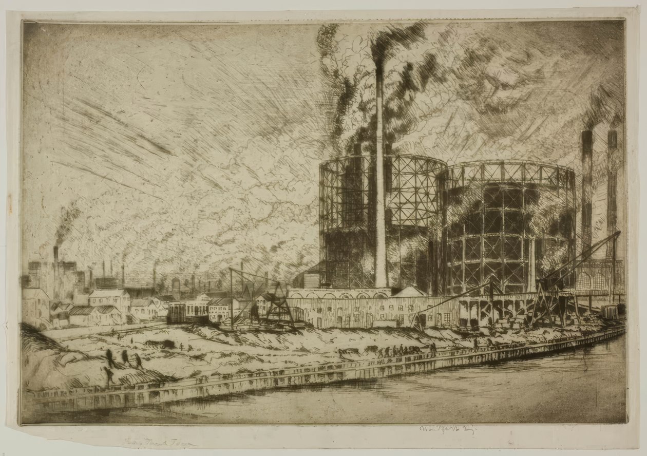 Chicago - Gas Tank Town, 29th St. and River by Bror Julius Olsson Nordfeldt